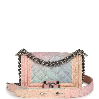 Chanel Mini "Paris-Cuba" Boy Bag Multicolored Caviar Enamel Silver Hardware