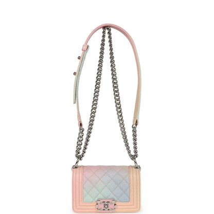 Chanel Mini "Paris-Cuba" Boy Bag Multicolored Caviar Enamel Silver Hardware