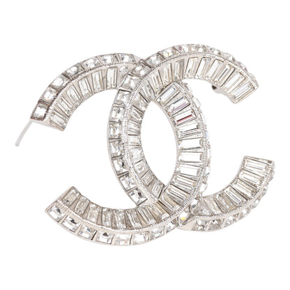 Chanel Crystal Baguette CC Silver Brooch