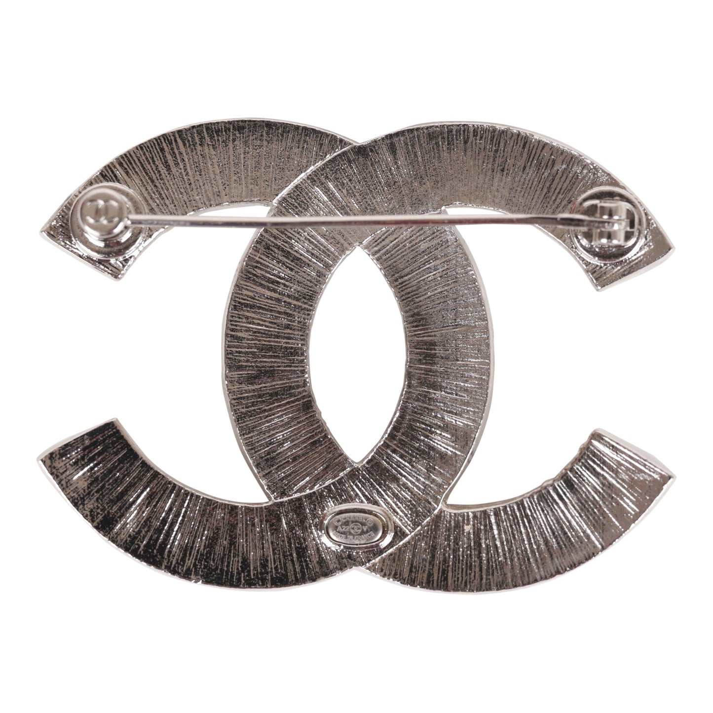Chanel Crystal Baguette CC Silver Brooch