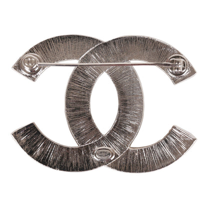 Chanel Crystal Baguette CC Silver Brooch