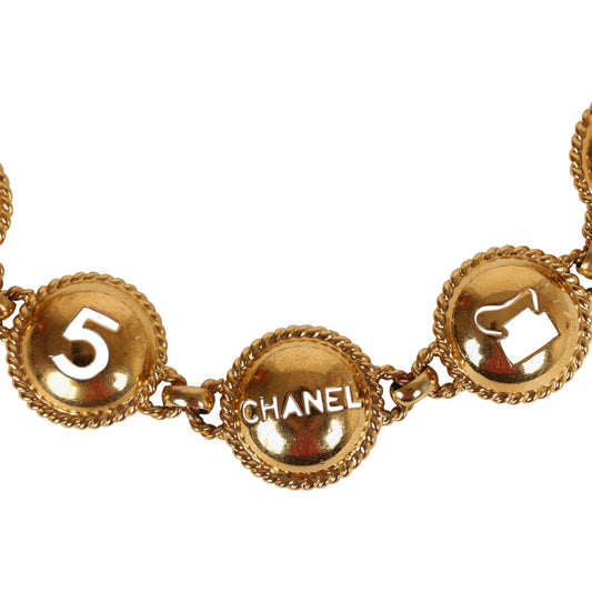 Chanel Vintage 24K Gold Plated Round Cutout Lucky Charms Chain Belt