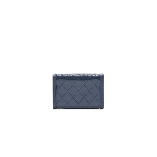 Chanel Flap Wallet Patent Leather Dark Blue Serial 20