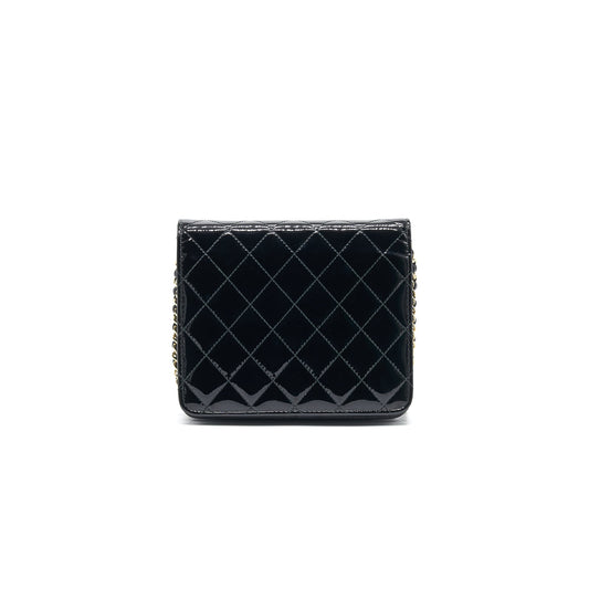 Chanel Square Wallet on Chain Patent Leather Black