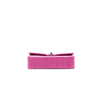 Chanel Alligator Medium Classic Double Flap Bag Pink