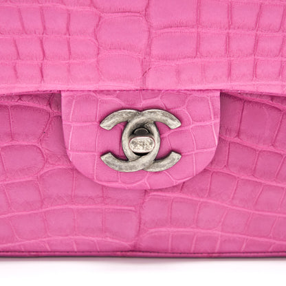 Chanel Alligator Medium Classic Double Flap Bag Pink