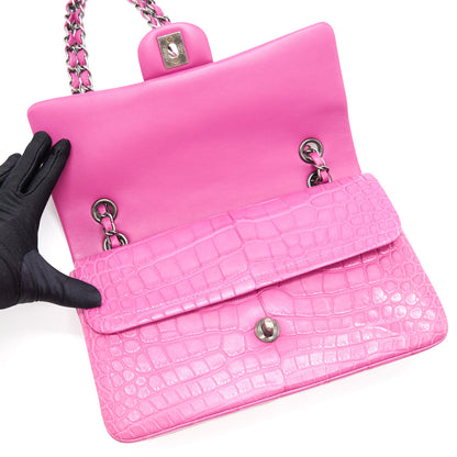 Chanel Alligator Medium Classic Double Flap Bag Pink