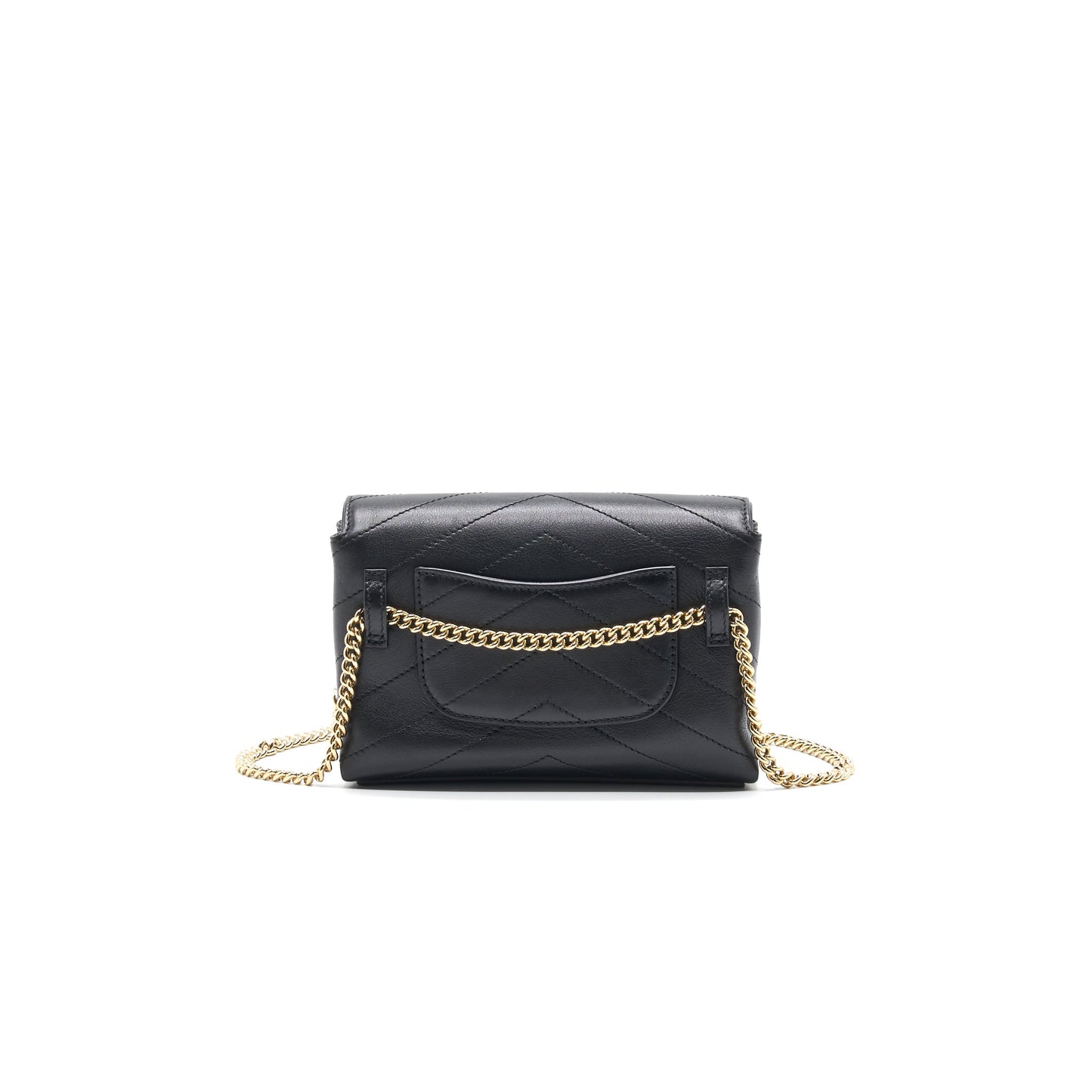 Chanel Calfskin Chevron Leather Chain Waist Bag Black