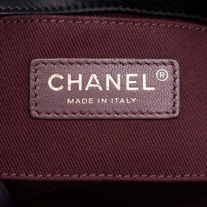 Chanel Calfskin Chevron Leather Chain Waist Bag Black