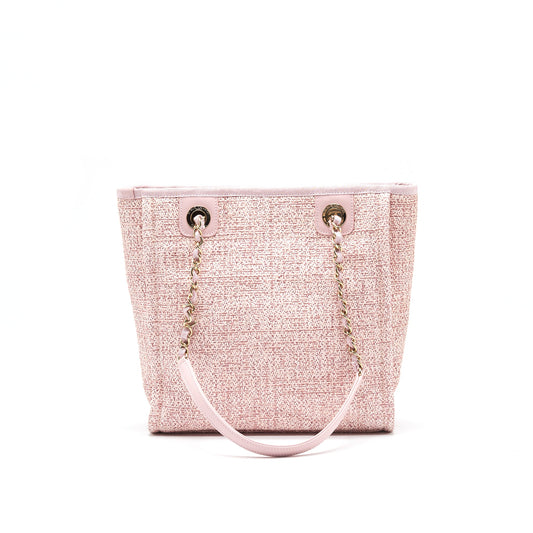 Chanel Deauville PM Tote Bag Canvas Pink