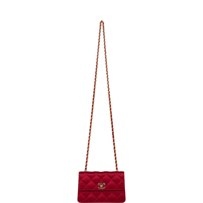 Chanel Vintage Mini Flap Bag Red Satin Gold Hardware