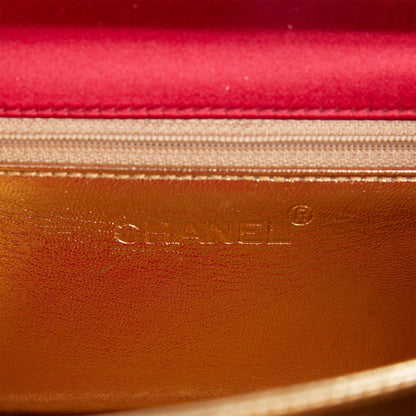 Chanel Vintage Mini Flap Bag Red Satin Gold Hardware