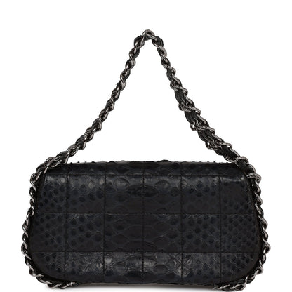 Chanel Vintage Mini Flap Bag Black Python Silver Hardware