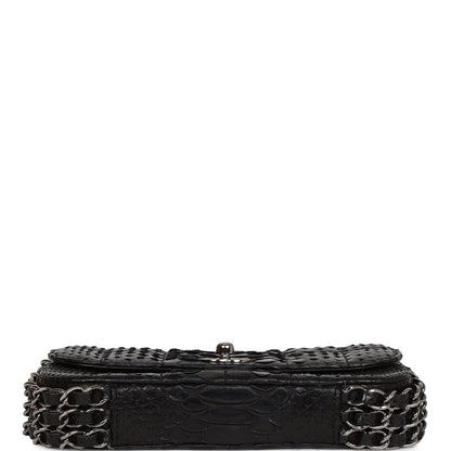 Chanel Vintage Mini Flap Bag Black Python Silver Hardware