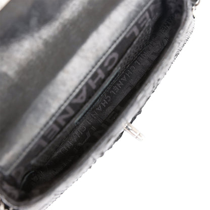 Chanel Vintage Mini Flap Bag Black Python Silver Hardware