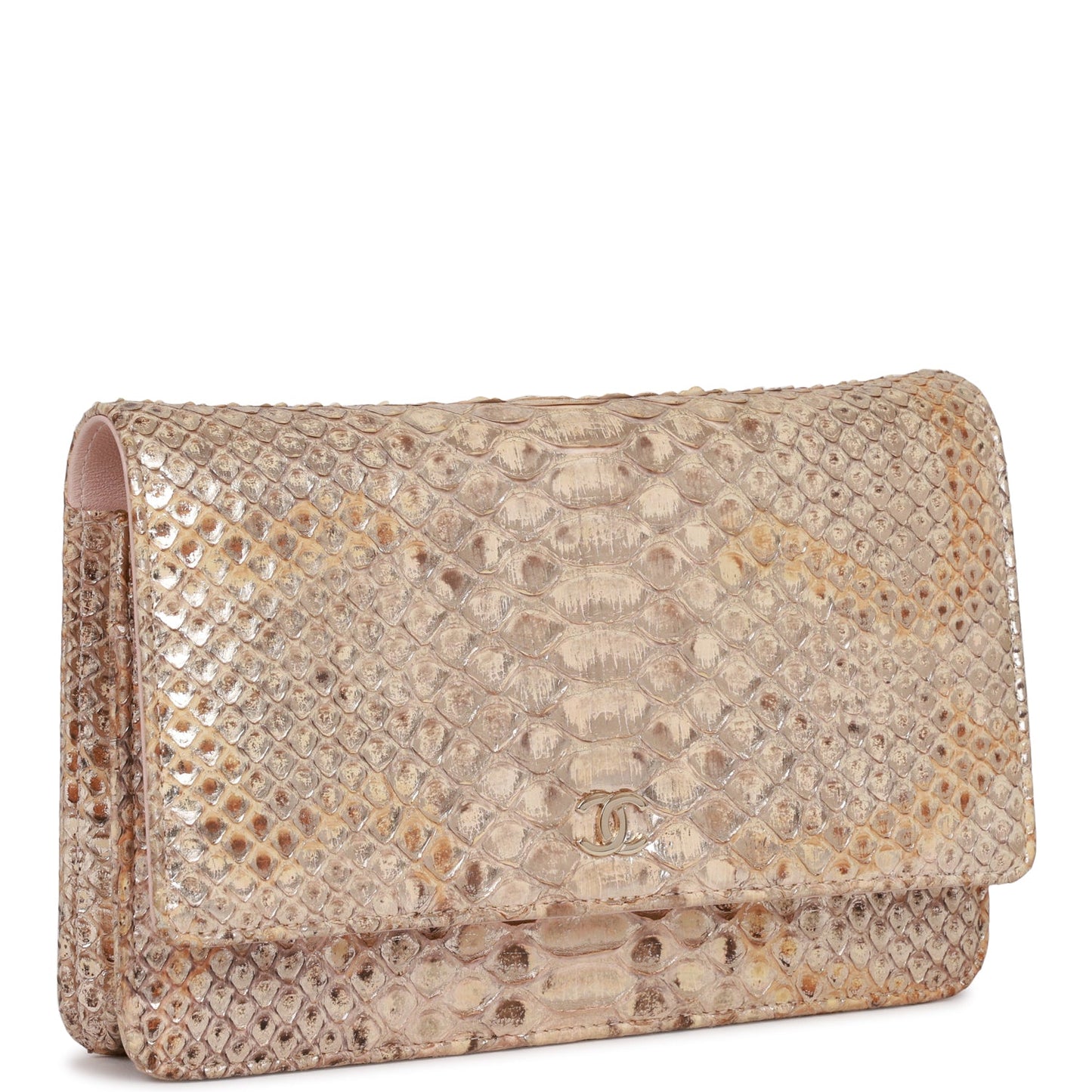 Chanel Wallet on Chain WOC Gold Python Light Gold Hardware