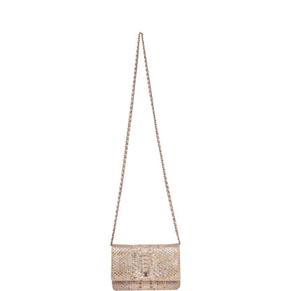 Chanel Wallet on Chain WOC Gold Python Light Gold Hardware