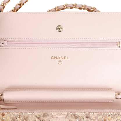 Chanel Wallet on Chain WOC Gold Python Light Gold Hardware