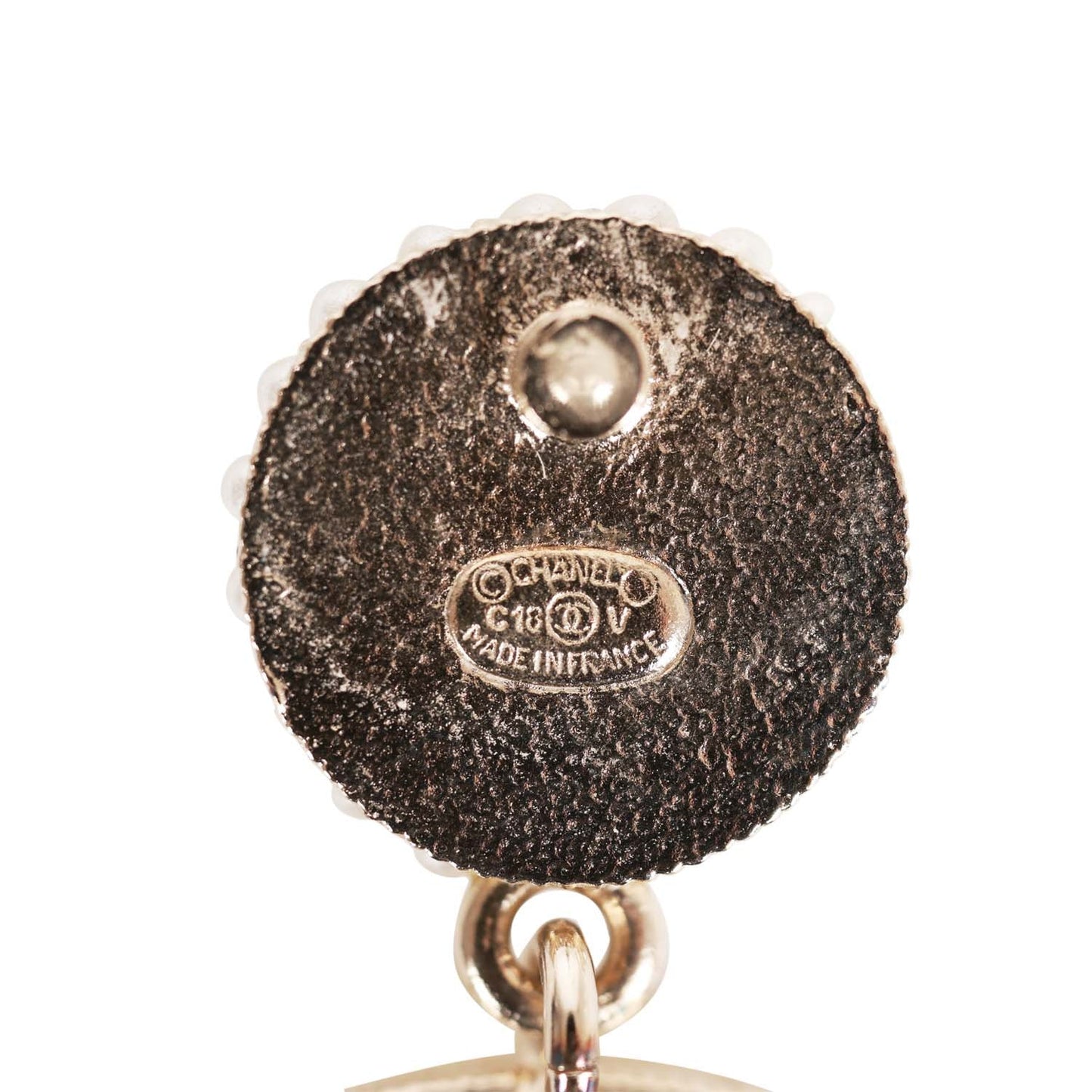 Chanel CC Faux Pearl Gold Earrings