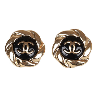 Chanel Gold CC Sunburst Stud Earrings