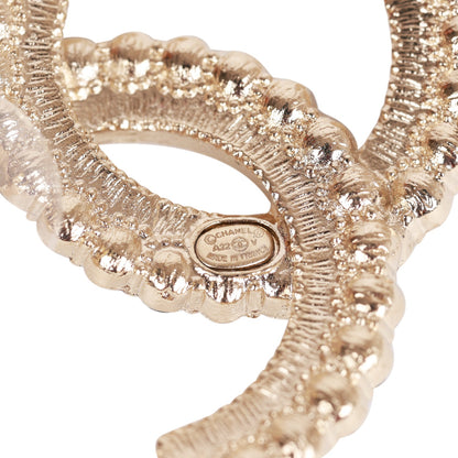 Chanel Black and Gold Crystal CC Earrings