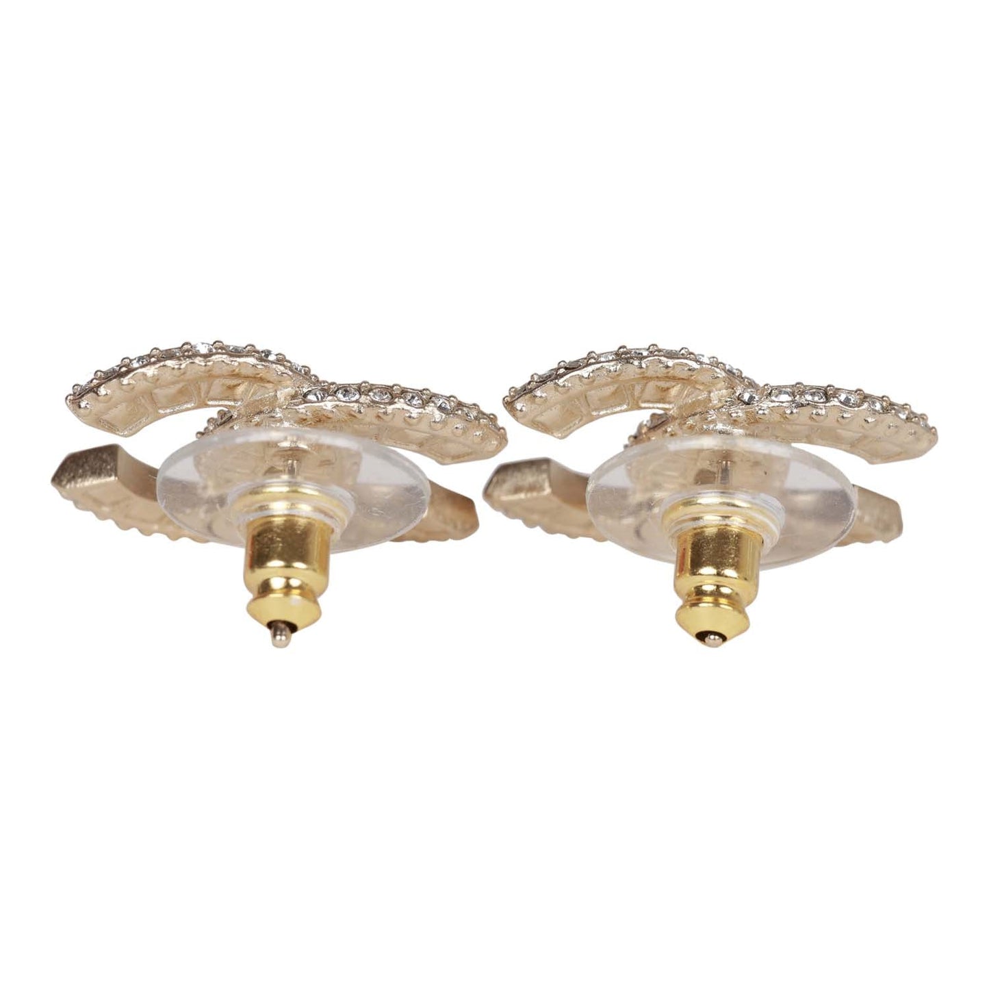 Chanel Gold Crystal CC Earrings