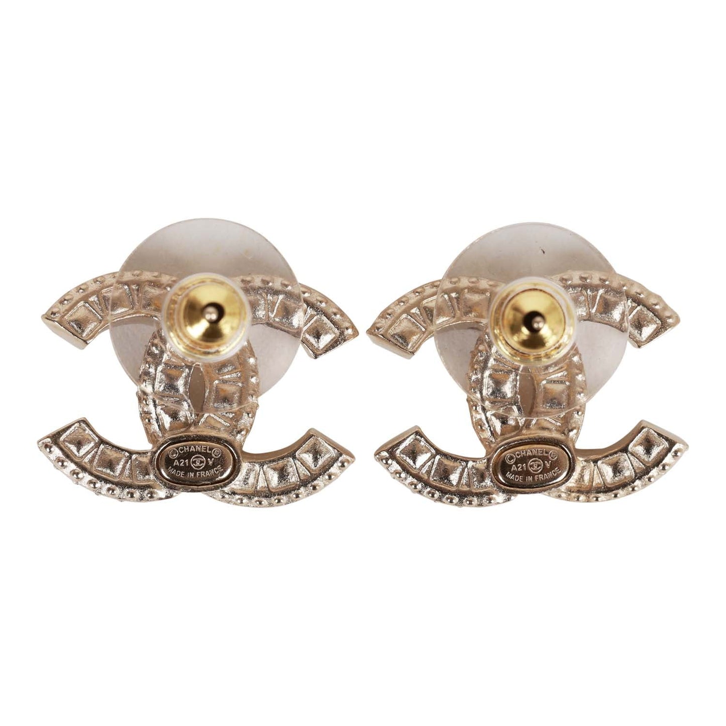 Chanel Gold Crystal CC Earrings
