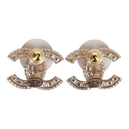 Chanel Gold Crystal CC Earrings