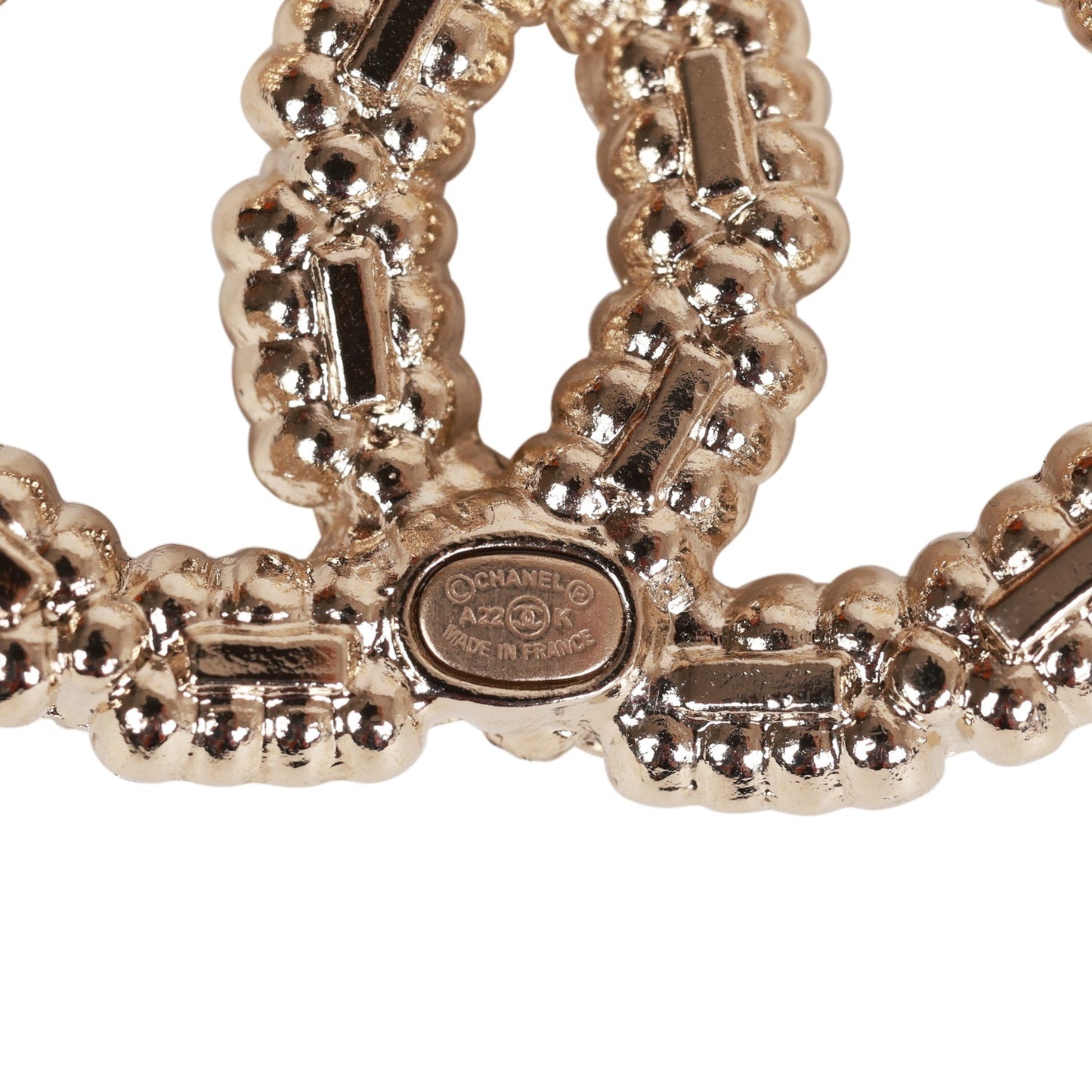Chanel Gold Crystal CC Hoop Drop Earrings