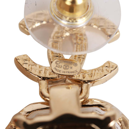 Chanel Gold Crystal CC Pendant Earrings