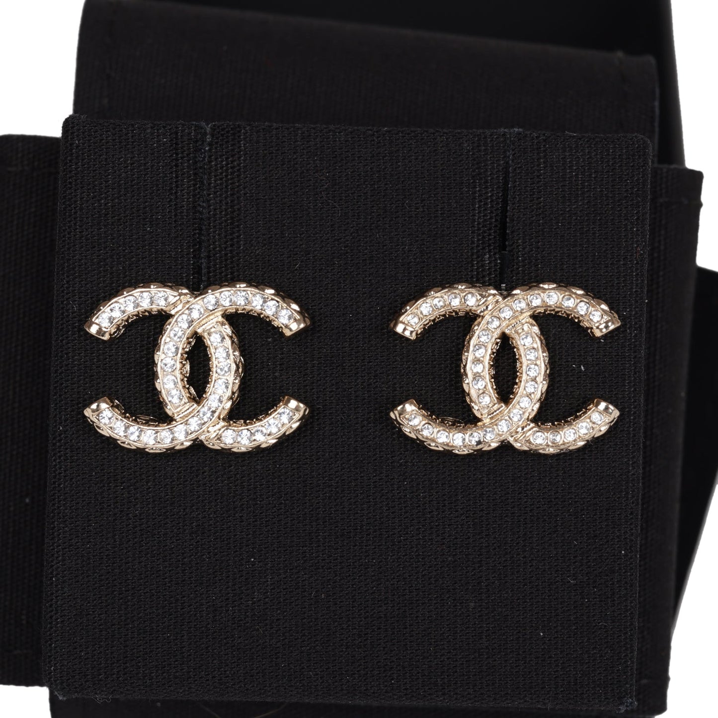 Chanel Gold Crystal CC Earrings