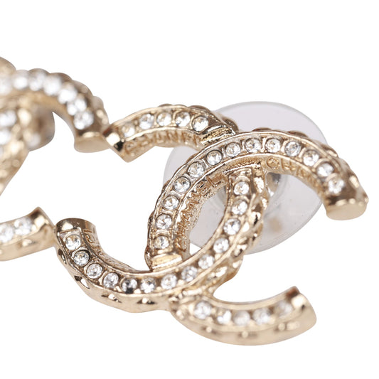 Chanel Gold Crystal CC Earrings
