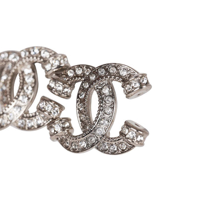 Chanel Silver Crystal Argent CC Earrings