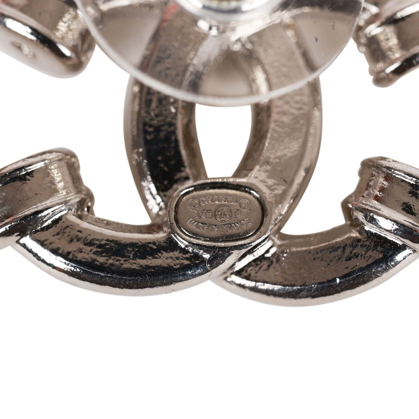 Chanel Silver Crystal Argent CC Earrings