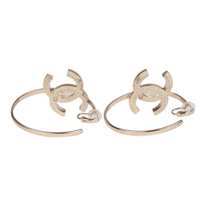 Chanel Gold Crystal Boucles D'Oeilles Clip Hoop Earrings