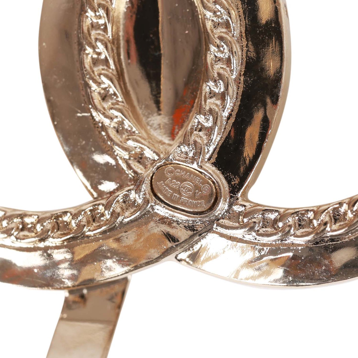 Chanel Gold Crystal Boucles D'Oeilles Clip Hoop Earrings