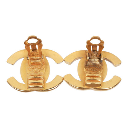 Chanel Vintage 24K Gold Plated Iconic CC Turn Lock Clip Earrings
