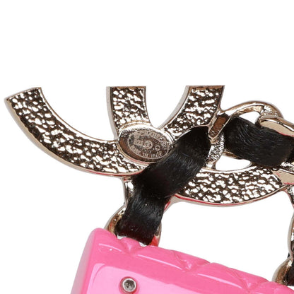 Chanel Pink Signature Flap Bag Dangling Earrings