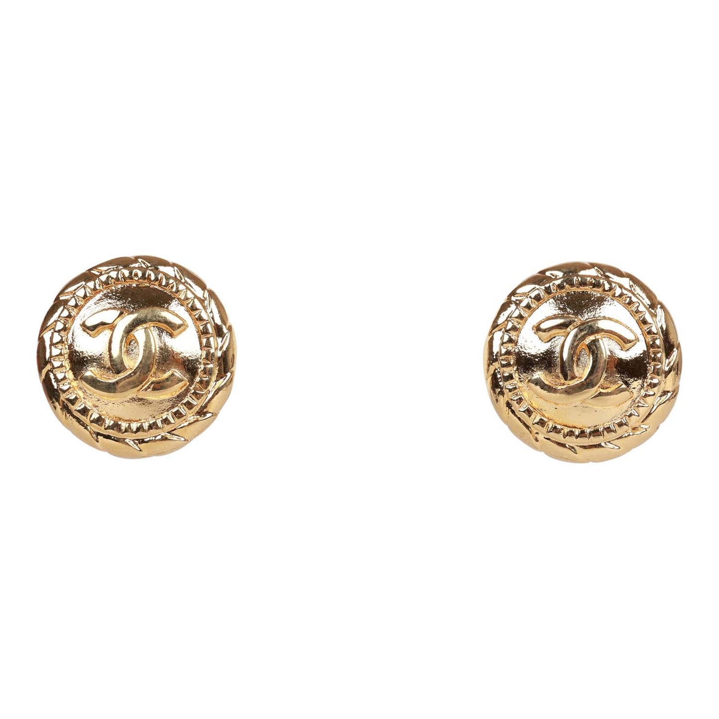 Chanel Vintage Gold Tone CC Stud Earrings