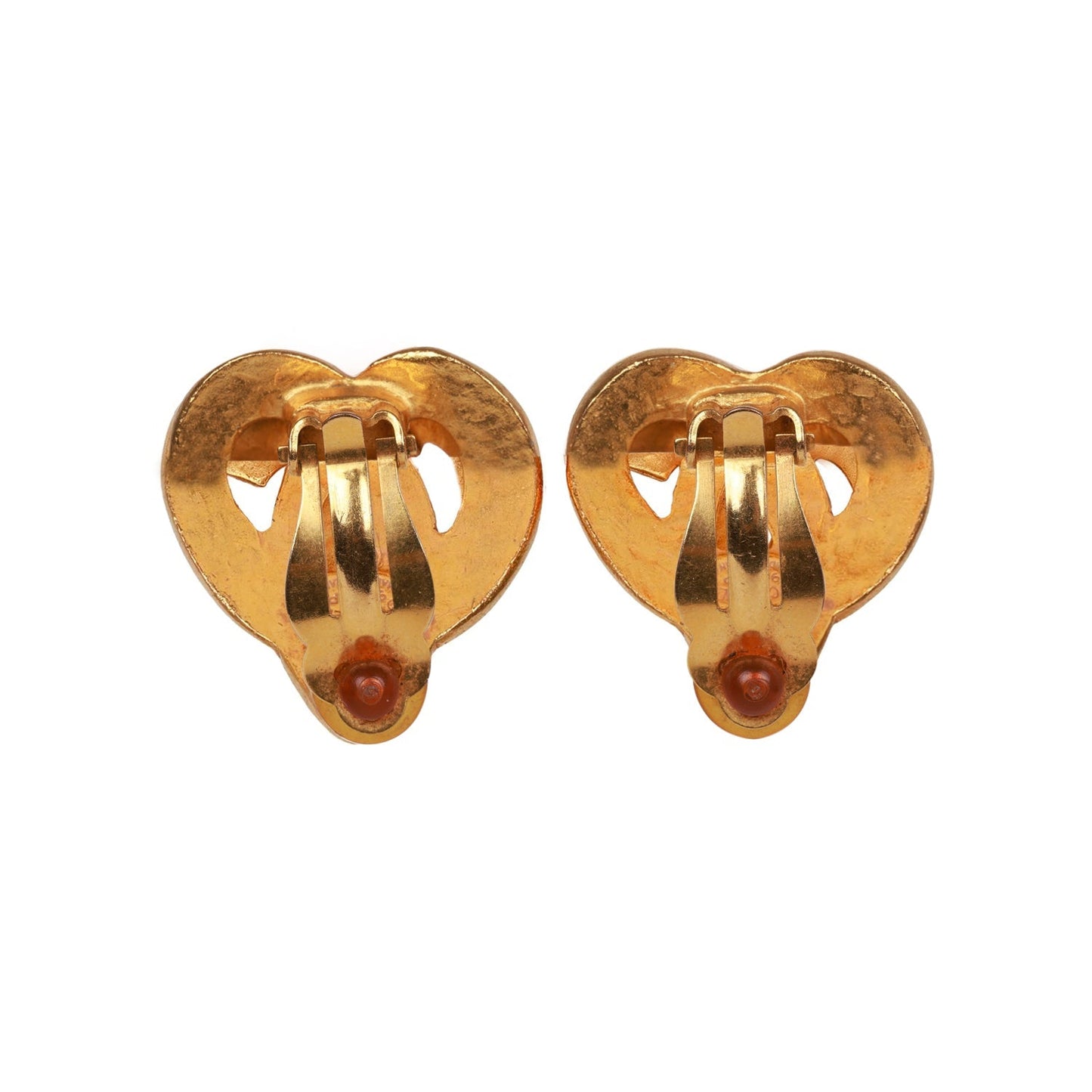Chanel Vintage 24K Gold Plated CC Heart Earrings