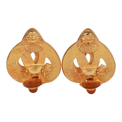 Chanel Vintage 24K Gold Plated CC Heart Earrings