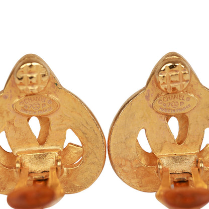 Chanel Vintage 24K Gold Plated CC Heart Earrings