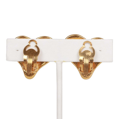 Chanel Vintage Blue CC Logo Gripoix Heart Earrings