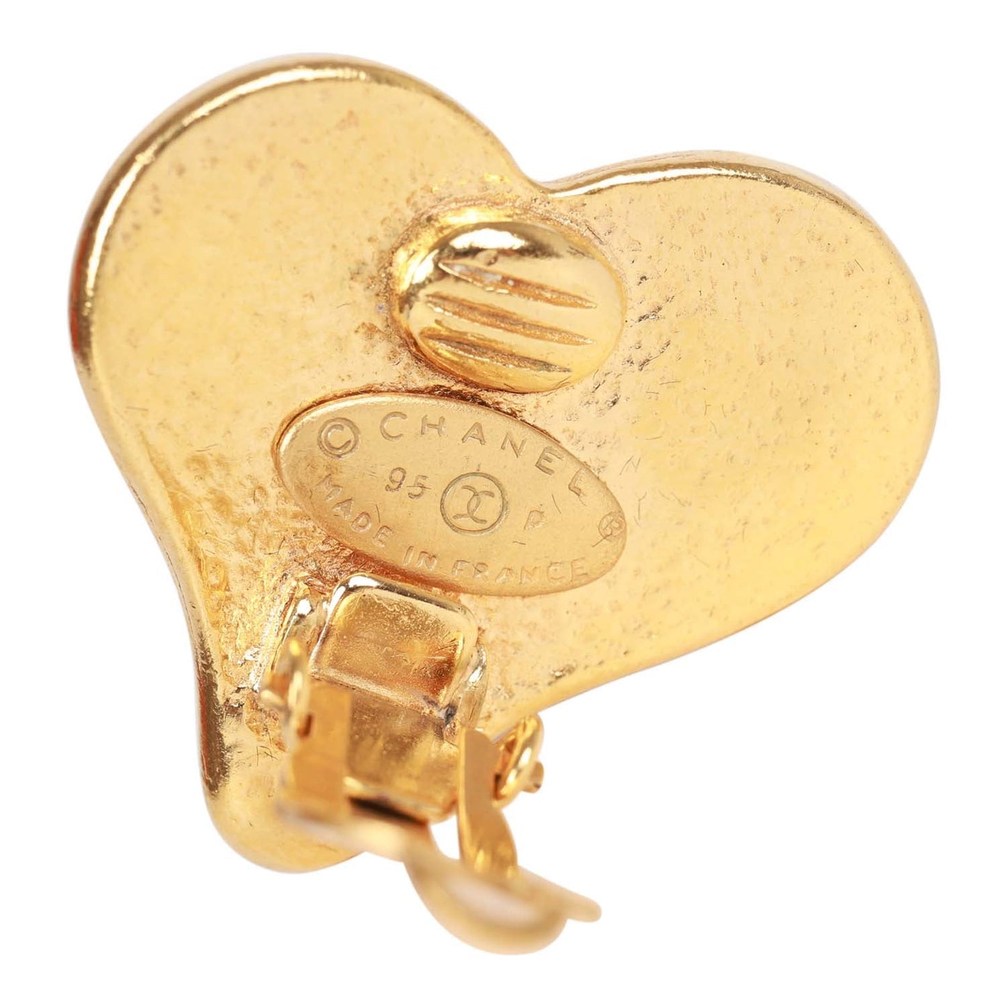 Chanel Vintage Blue CC Logo Gripoix Heart Earrings
