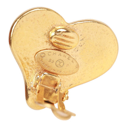 Chanel Vintage Blue CC Logo Gripoix Heart Earrings