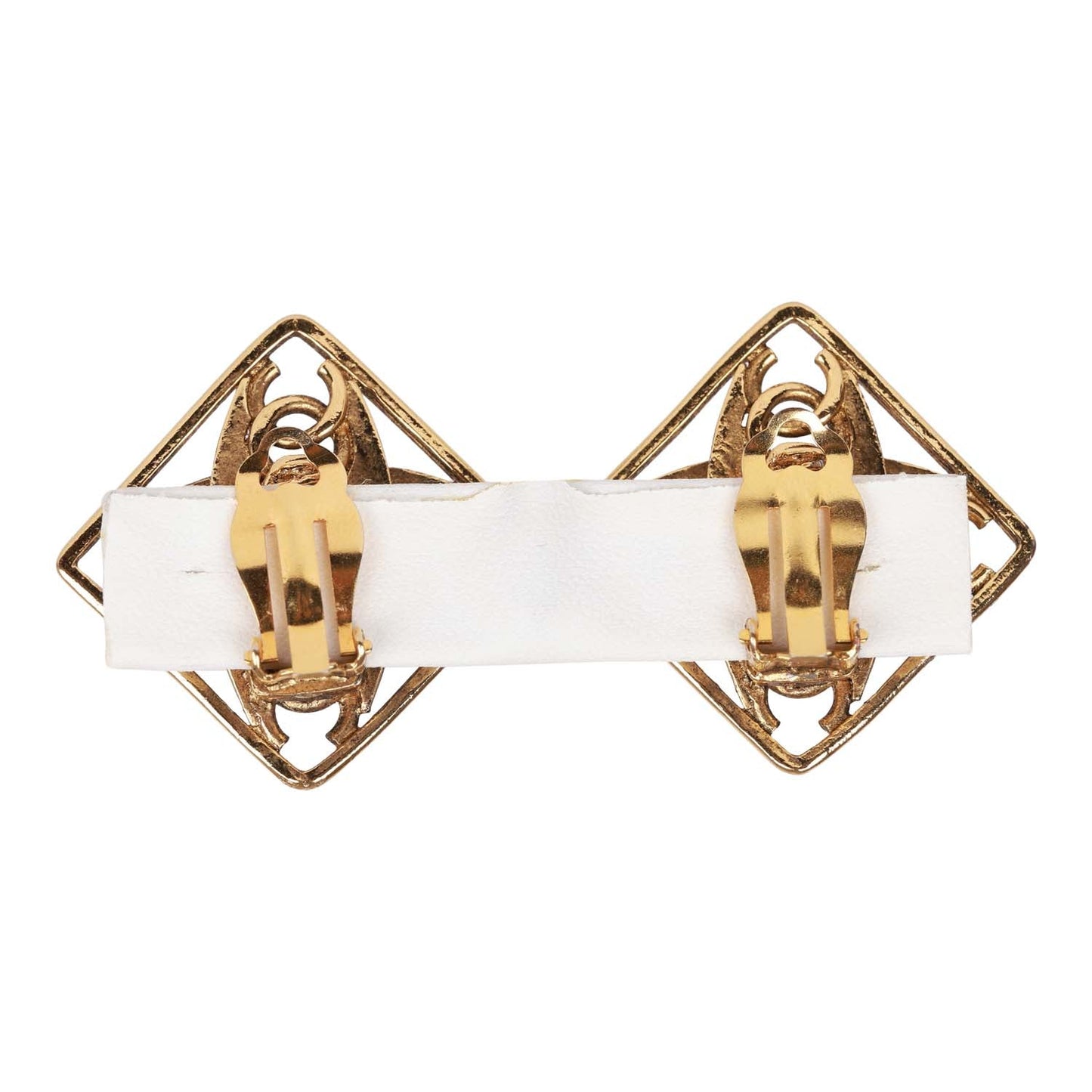 Chanel Vintage 24K Gold Plated CC Square Pearl Earrings