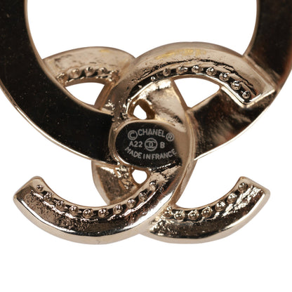 Chanel Gold Circle CC Logo Faux Crystal Earrings
