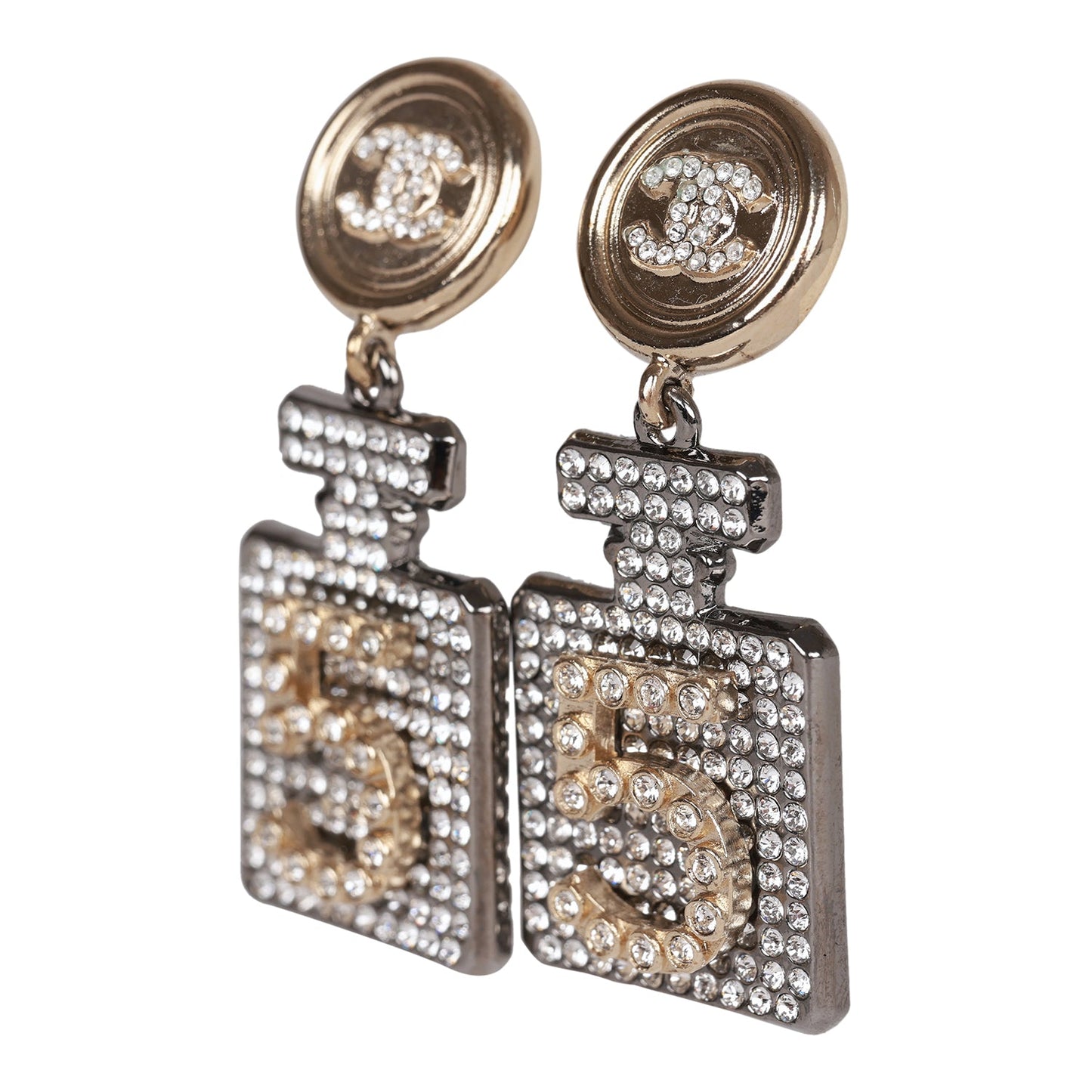 Chanel Crystal Embellished No. 5 Bottle Earrings