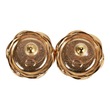 Chanel Gold CC Sunburst Stud Earrings