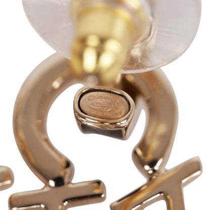 Chanel Black and Gold Letter Drop Earrings